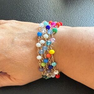 Multicolor Beaded Bracelet with Gold Accents